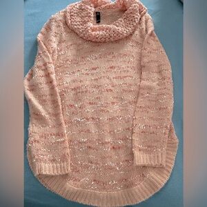 grw size M peach-colored cowl neck sweater